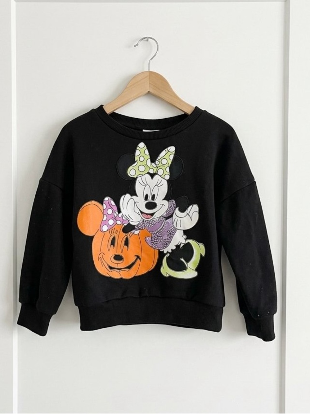 Disney Minnie Mouse Halloween Pumpkin Sweatshirt Black 4T
